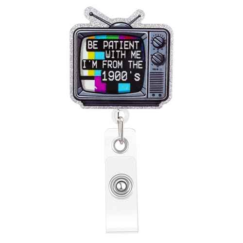 Funny Nurse Badge Reel Cute Nursing TV Badge Reel Retractable Be Patient with Me I'm from The 1900's Id Card Holder with Clip for Doctor Medical Worker Healthcare Nurse Gifts