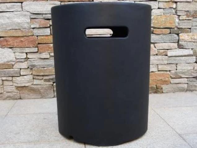 AMS Fireplace | Elementi 20lb Propane Tank Cover (Cylinder - Dark Grey) | Handcrafted Glass-Fiber Reinforced Concrete, Dark Grey Color, Round Shape, Size - 15.7 x 15.7 x 20 inches | Use as End Table