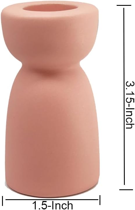 Candlestick Holders, Ceramic Pink Taper Candle Holder Candlelight Stand Candleholder, Modern Boho Candle Holders for Desktop Table Setting Dining Bathroom Wedding Decoration,2 Pack