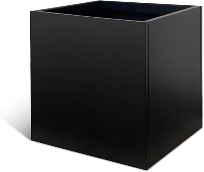 Galvanized Steel Black Planter Box Square 27.6 in Metal Large Planter Box Outdoor Indoor Huge Cube Heavy Duty Flower Pot Modern Commercial Residential for Patio, Yard, Garden