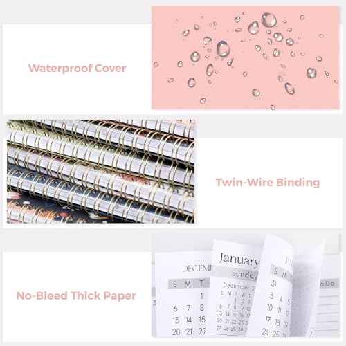 SKYDUE Monthly Planner 2026-2027, 24 Months Calendar Planner 2026-2027, 7.5" x 10" B5 Planner, Twin-wire Spiral Bound, Durable Waterproof Cover, Thick No-Bleed Paper, Pink