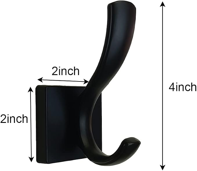 Black Coats Towels Hooks 6 Pack Towel Robe Clothes Coat Hooks,Heavy Duty Wall Mount Hooks for Bath Bedroom Kitchen Pool Garage Hotel (Black 6)