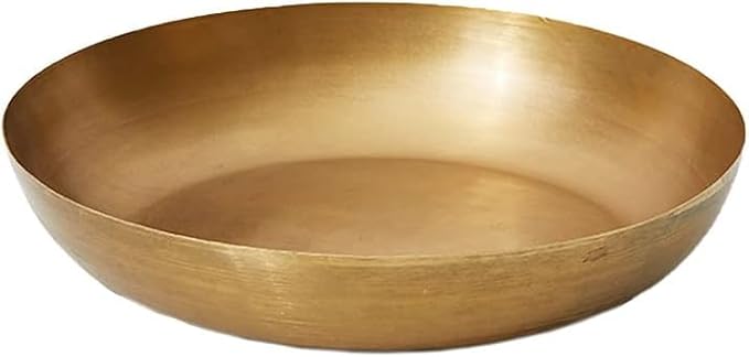 Serene Spaces Living Smooth Gold Round Decorative Iron Bowl, Large Table Centerpiece, Golden Container for Floral Arrangement, Fruits, Candies, Accessories, Measures 10" Diameter & 2" Tall, Set of 12