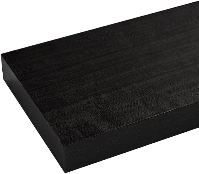 Floating Shelves for Wall, Bathroom Shelves Over Toilet, Wall Shelves & Book Shelf for Room, Hanging Shelf, Modern Wooden Mounted Floating Shelves, 36x7x1.5 in (Black, Set of 2)