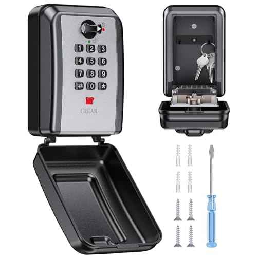 Wall Safe Key Lock Box, 12 Digit Combination Lock Box for Keys with Resttable Code, Large Capacity & Weatherproof Outdoor Lockbox, Spare Key Safe Storage Lock Box for Home, Office, Garage