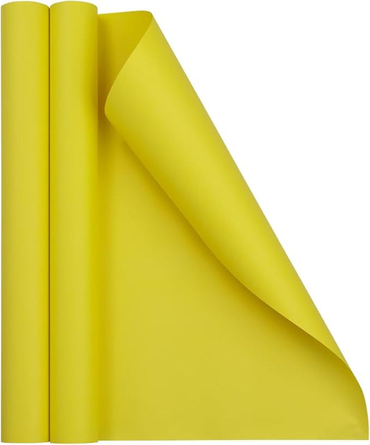 JAM Paper Gift Wrap - Matte Wrapping Paper - 52.6 Sq Ft Total (17 in x 18 Ft Each) - Matte Yellow - 2 Rolls/Pack