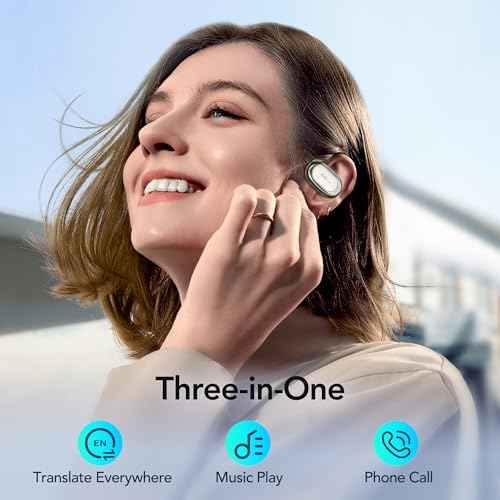 AI Real Time Language Translation Earbuds, 3-in-1 HD Sound Open-Ear Translator Earphones 144 Languages & 8 Offline & 5 Translation Modes for iOS & Android (Beige)