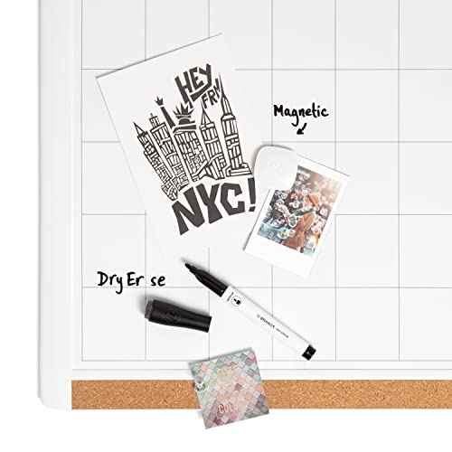 U Brands Magnetic Dry Erase Calendar White Board, 16" x 20", White Pin-It Frame, Includes Marker and Magnet