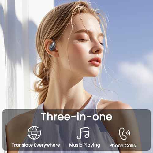 MINISO X33 AI Translation Earbuds Real Time OWS Wireless Bluetooth Earphones 135 Language Translator Earbuds Open Ear translating Headphones fit iOS & Android for Travel Business Learning Pink