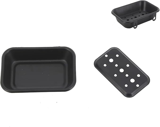 Joy Choice 6.5" Farmhouse Soap Dish with a Tray -Black Metal Soap Dish for Bathroom, Tub and Kitchen, Farmhouse Sponge Holder for Kitchen Sink (Black)