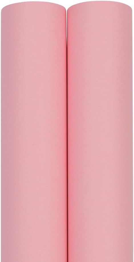 JAM Paper Gift Wrap - Matte Wrapping Paper - 52.6 Sq Ft Total (17 in x 18 Ft Each) - Matte Light Baby Pink - 2 Rolls/Pack