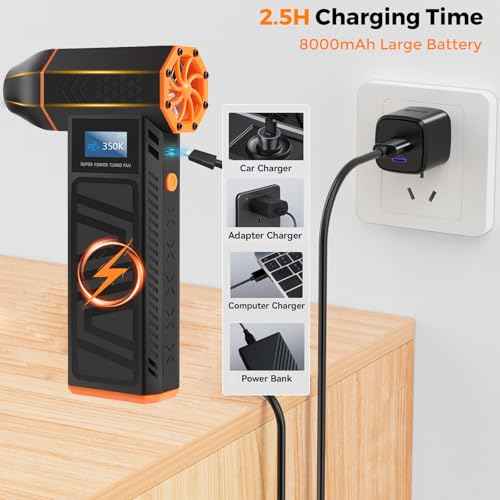 Mini Blower-350000RPM 3-Gear Adjustable Electric Duster with LED Display and Light, Rechargeable Electric Air Broom Dust Blower for Keyboard, Car, Replace Compressed Air Can
