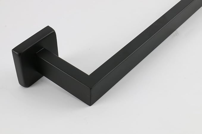 TocTen Bath Towel Rack - Square Base Thicken SUS304 Stainless Steel Towel Bar for Bathroom, Bathroom Accessories Towel Rod Heavy Duty Wall Mounted Towel Holder. (Black, 16)
