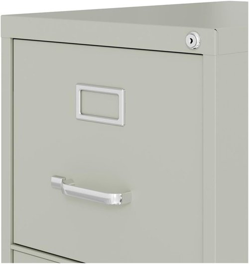 Scranton & Co 25-Inch Vertical Filing Cabinet - Lockable Gray Metal Storage for Office or Home Use