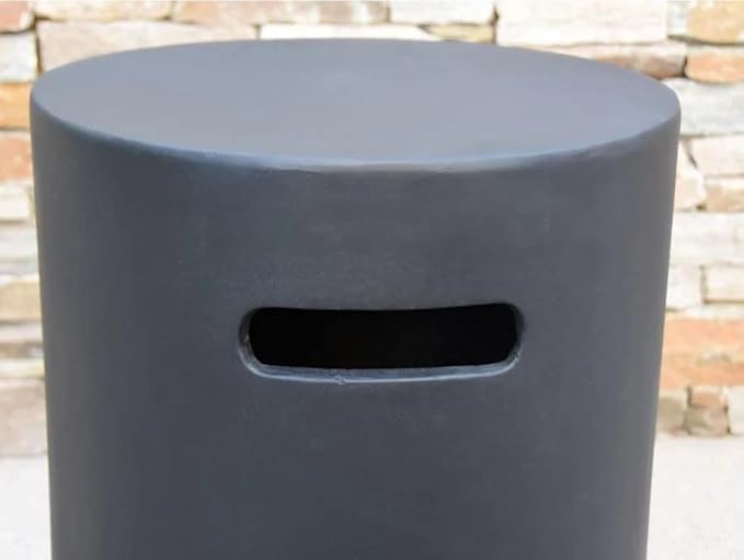 AMS Fireplace | Elementi 20lb Propane Tank Cover (Cylinder - Dark Grey) | Handcrafted Glass-Fiber Reinforced Concrete, Dark Grey Color, Round Shape, Size - 15.7 x 15.7 x 20 inches | Use as End Table
