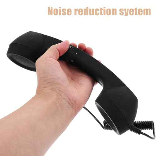 Classic Handset Ear Buds for Wired Headset Retro Headphones Old Phone 90s Phone Cord Headphones Phones for Home Retro Handset Scrunchies Black to Rotate Receiver Cell Phone