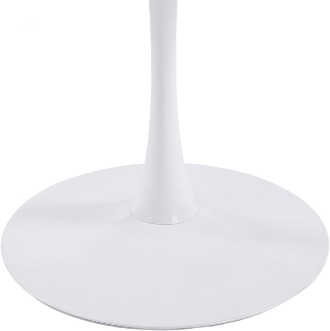 KEIKI 42.1" Round Dining Table, Mid Century Modern Bistro Table with Thickened MDF Tabletop & Metal Pedestal, for 4-6 People, Small Places, Cafe, Kitchen, Living Room, Faux Marble White