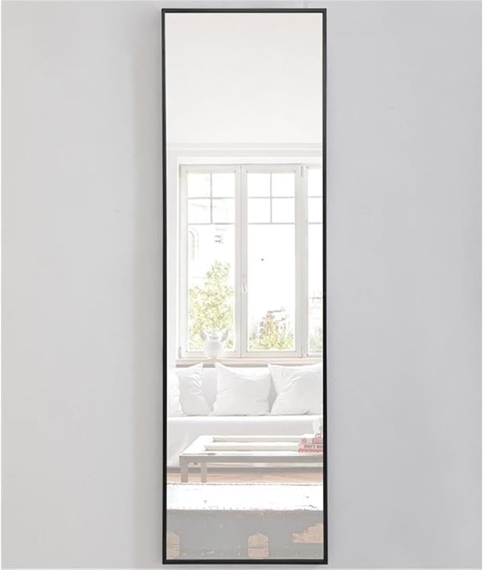 Elegant Decor Monet 60" x 18" Rectangle Metal Frame Mirror in Black