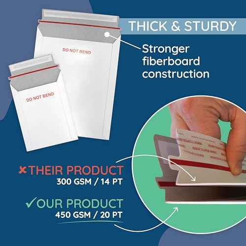 Blue Summit 25 Pack 12.75x15 Rigid Mailers, Cardboard Envelopes, Do Not Bend Photo Mailers, Cardboard Envelopes for cards, For Paper Document, Pictures, and Magazine