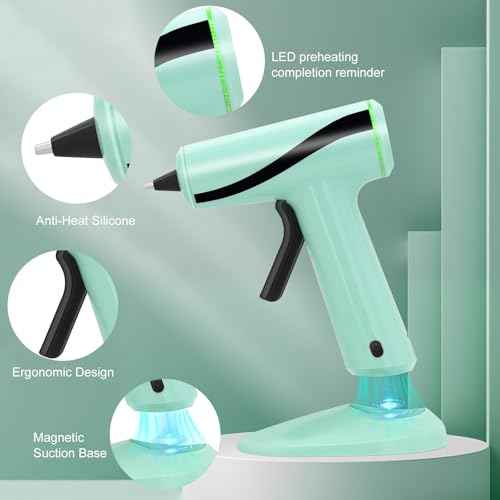 Glue Gun Cordless Rechargeable with 30 Glue Sticks, Hot Glue Gun and Sticks Set Fast Preheating Hot Melt for School Crafts DIY Arts and Quick Home Repairs