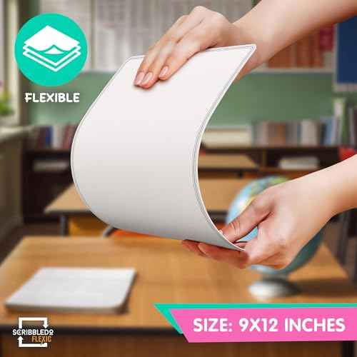 SCRIBBLEDO Small White Board Dry Erase Sheets 9¡±x12¡± for Kids Teacher Class Manipulatives Personal Mini Whiteboards Sheets Students Homeschool Supplies Small Dry Erase Boards Classroom Pack 10 Sheets