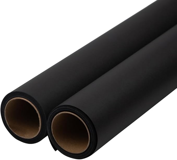 JAM Paper Gift Wrap - Matte Wrapping Paper - 52.6 Sq Ft Total (17 in x 18 Ft Each) - Matte Black - 2 Rolls/Pack