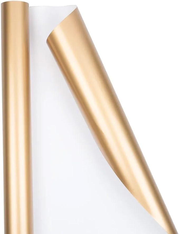 JAM Paper Gift Wrap - Matte Wrapping Paper - 100 Sq Ft Total - Matte Gold - 4 Rolls/Pack