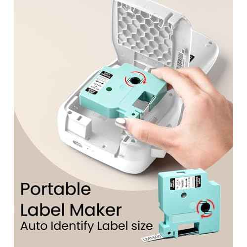 Label Maker Machine with-Tape, Handheld Label Maker with Backlit Screen & Keyboard, Portable Label Makers Rechargeable, LM1600 Bluetooth Labeler Labeling Machine for Home Office School Organization