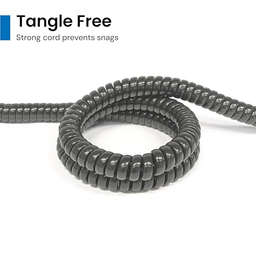 ICC Telephone Handset Cord/Phone Cord, 12 Ft ? RJ9 (RJ22) Connectors, Dim Gray, 10-Pack ? Curly Coiled Tangle-Free Design for PBX & VoIP Phones