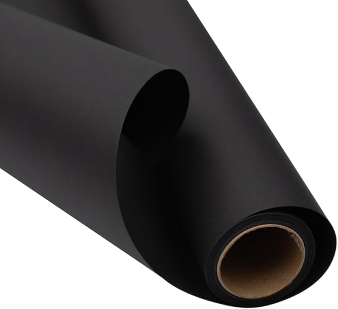 JAM Paper Gift Wrap - Matte Wrapping Paper - 26.3 Sq Ft (17 in x 18 Ft) - Matte Black - Roll Sold Individually