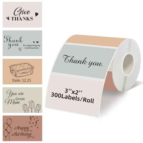 Starboling 3" x 2" Thermal Labels,Self-Adhesive Rectangle Thermal Printer Sticker,for Price,Barcode,Mailing,Name£¨Beige Gradient£©