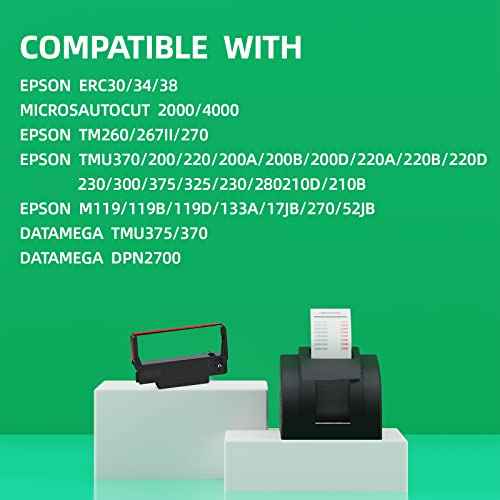 30 Pack ERC30 ERC30 Black and Red ERC-30 ERC30/34/38 red and Black Ribbon Compatible with Epson TM-U220 M188B ERC 30 ERC34 ERC-38 NK506 Printer(Individually Packaged)