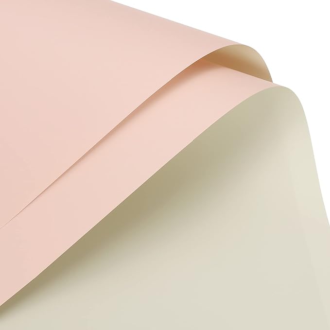 MECCANIXITY 20 Pcs Double Sided Color Flower Wrapping Paper Milk White+Pink 22.8"x22.8" Waterproof for Florist Bouquet Supplies, DIY Crafts, Gift Box Packaging