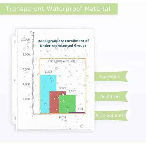 Office Werks 50 Clear Sheet Protectors for 3 Ring Binder, 8.5x11 Inch Page Protectors, Top Loading Paper Protector Sheets with Reinforced Holes, Archival Safe for Documents and Photos
