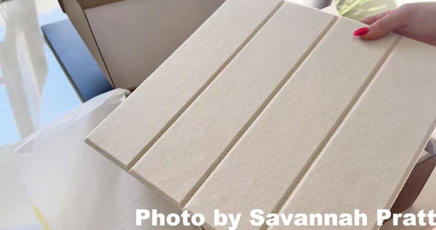 Skiennix Felt Bulletin Board Tiles - Modern Cork Board Alternative | Aesthetic Wall Panels for Home & Office | 12-Pack Beige