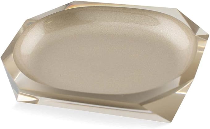 Faceted Soap Dish, Durable Resin, Smooth, Easy to Clean, for Stylish Bathroom Décor, Bronze, 4x5, Sold Individually