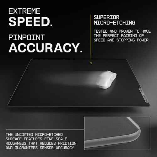 Wallhack 4.0 Glass Gaming MousePad - Professional Esport Mouse Mat with Specialty Surface for Top Speed and Control, Large Tempered Glasspad with Full Silicone Base - (SkyPAD Black,XL 16.92" x 19.29")