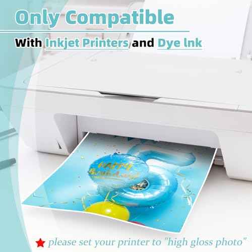 Glossy Thin Printer Paper 8.5x11 Inches 100 Sheets for DIY Chip Bag and Custom Party Favors 30LB