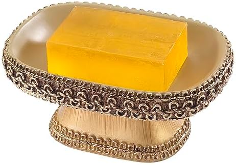 Avanti Linens Braided Medallion Gold and Rattan Resin Soap Dish