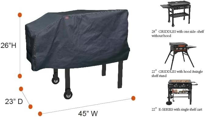 acoveritt RPET Fabric Cover for Blackstone 22" and 28" Single Shelf Griddle Cover, Black；