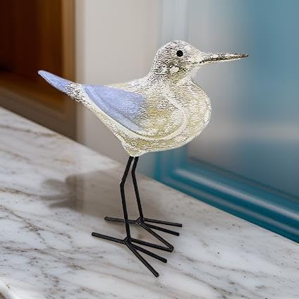 The Bridge Collection 9" H Wooden Shorebird Figurine - Coastal Bird Decor - Seabird Statue for Nautical, Ocean, Beach Decor