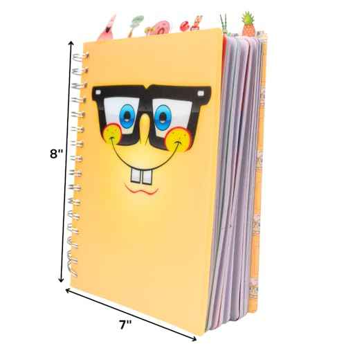 Nickelodeon Spongebob Squarepants Tab Journal Notebook, Spiral Bound, 144 Lined Pages, 8 x 7 inches