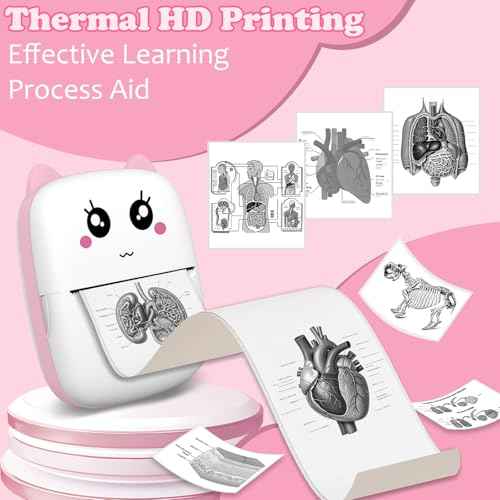 Mini Sticker Printer with 10 Rolls Paper, Thermal Printer Portable Sticker Maker, Bluetooth Inkless Printers Compatible with iOS & Android, Pocket Impresora Port?til for Notes, Journal, DIY, Kids Gift