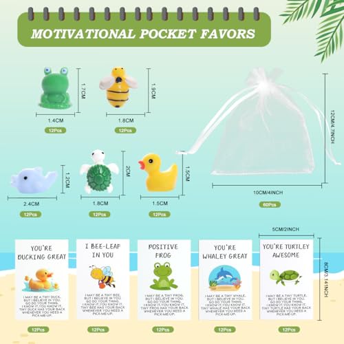 60Sets Employee Appreciation Gifts Bulk for Coworkers Thank You Staff Gift Funny Animal Pun Greeting Note Cards Inspirational Resin Office Pocket Gifts