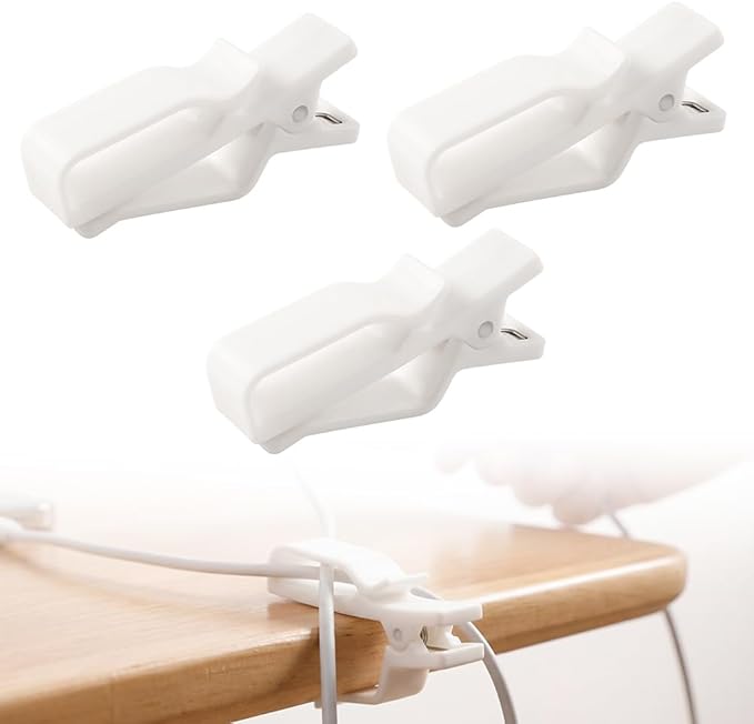 Movable Cord Holder for Nightstand, 2026 New Upgrade Cord Organizer Holder, Cable Organizers USB Cable Holder Wire Organizer Cord Clips, Cable Hider for Home, Office,Cubicle Accessories (3, White)