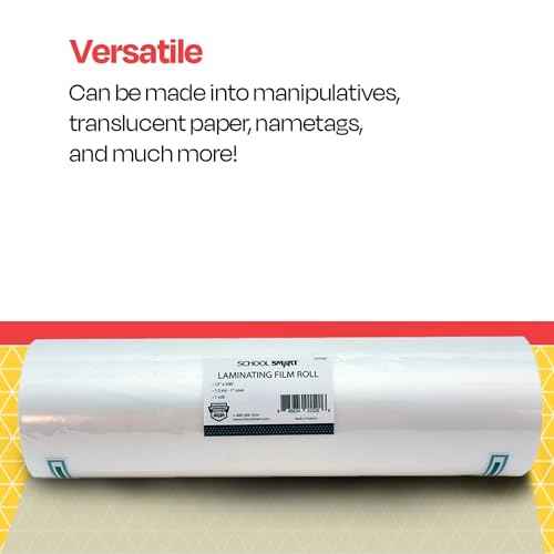 School Smart Laminating Film Roll, 12 Inches x 500 Feet, 1.5 mil Thick,1 core, High Gloss