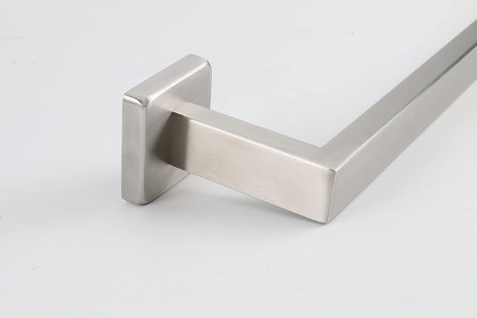 TocTen Bath Towel Rack - Square Base Thicken SUS304 Stainless Steel Towel Bar for Bathroom, Bathroom Accessories Towel Rod Heavy Duty Wall Mounted Towel Holder. (Brushed Nickel, 33)