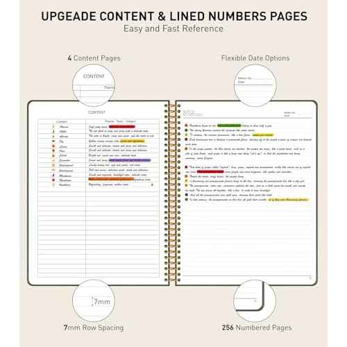 A4 Spiral Notebook Journal 8.5¡± x 11¡±, 256 Numbered Pages Hardcover Leather Journals for Women Men, Large Lined College Ruled Notebooks, 100GSM Thick Paper, Spiral Bound Journal for Work School, Green