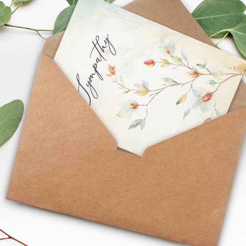 Sympathy Card with Premium Envelope, 8x5.3 Inches, Double-Sided