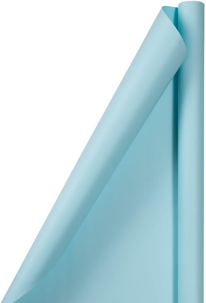 JAM Paper Gift Wrap - Matte Wrapping Paper - 100 Sq Ft Total - Matte Baby Blue - 4 Rolls/Pack